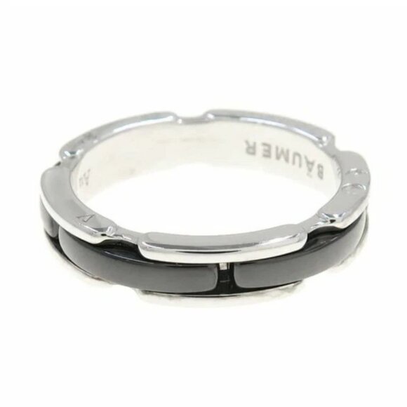 CHANEL Ultra Black Ceramic Ring size US5.5 EU51 18k White Gold 750 Auth - Picture 3 of 8